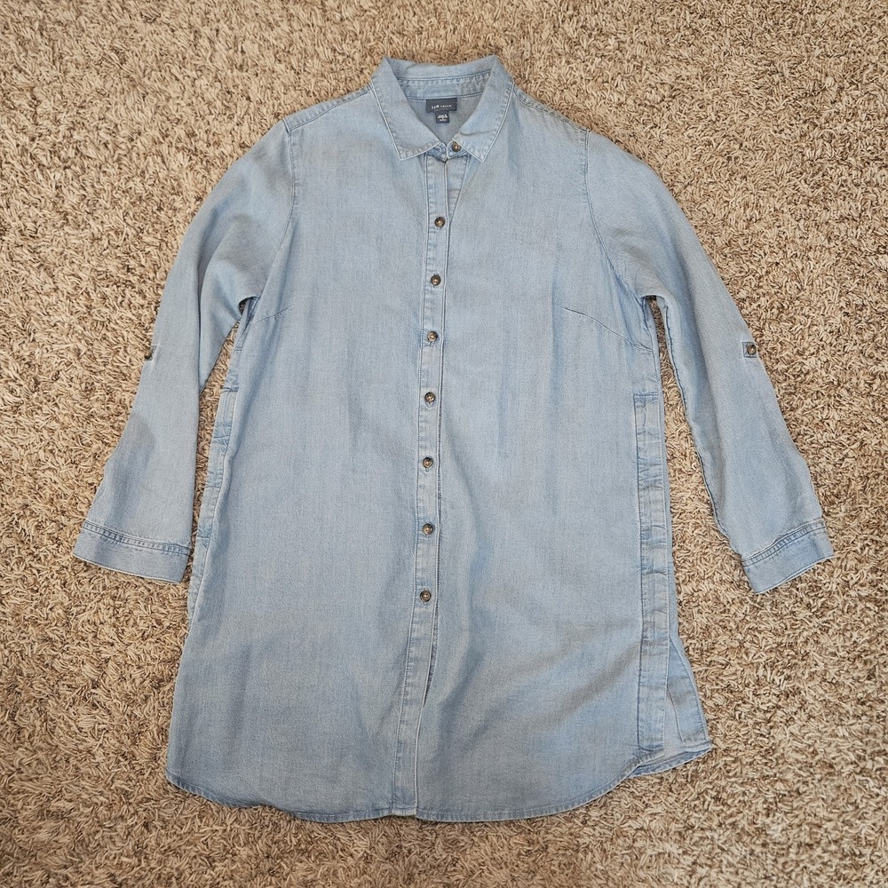 J. Jill Denim Long‎ Sleeve Button Up Soft Stretch Shirt Jean Shirt Size S Petite